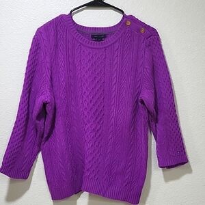 Tommy Hilfiger womens cotton cable purple sweater size Large